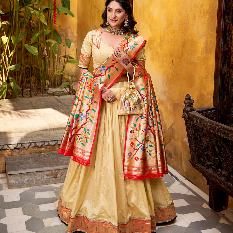 Cream Color Paithani Lehenga