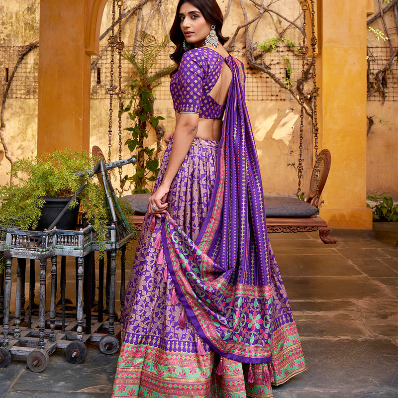 Purple Color Tasar Silk Lehenga