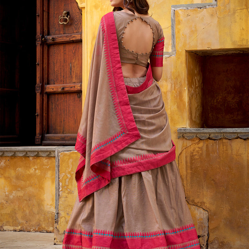 Chiku Color Thread Work With Chanderi Lehenga