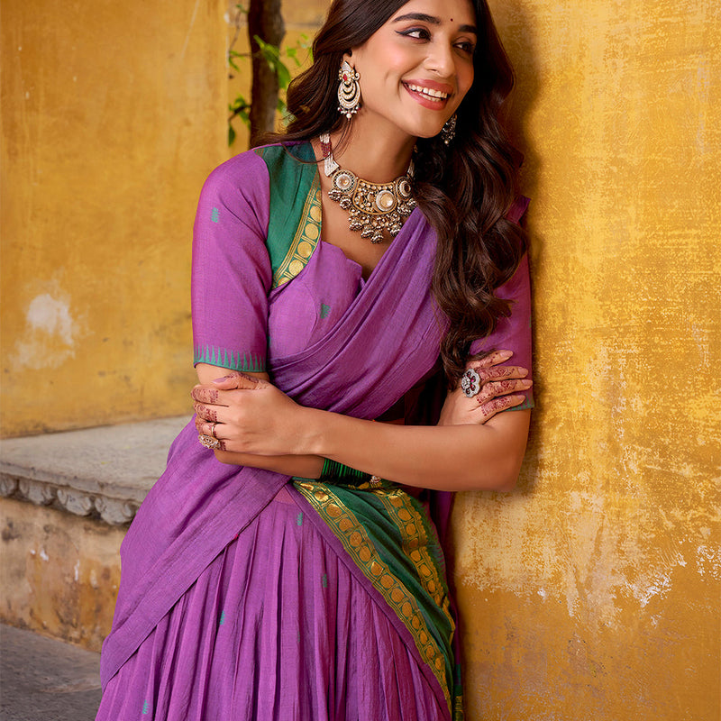 Purple Color Zari Weaving Work Chanderi Lehenga Choli