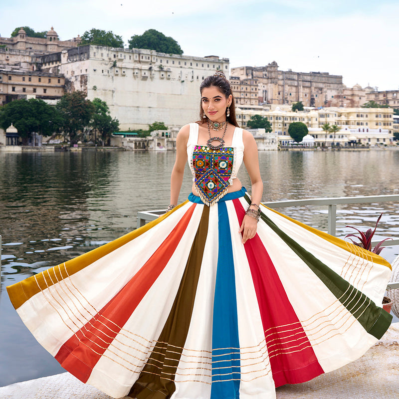 Multi Color Gota Patti Lace Border Rayon Co-ord Set Chaniya Choli
