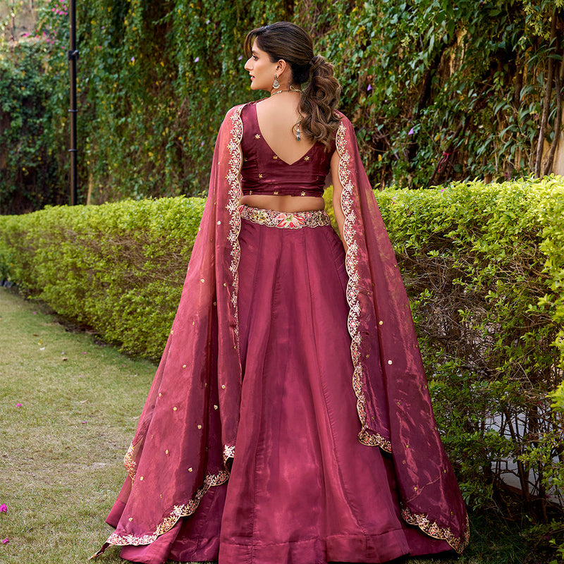 Salmon Color Embroidery Work Chaniya Choli
