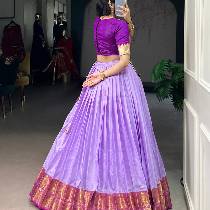 Lavender Color Zari Weaving Work Cotton Silk Co-Ord Set