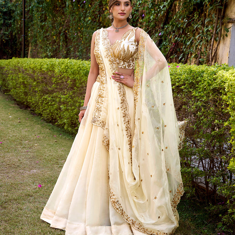 White Color Embroidery Work Chaniya Choli