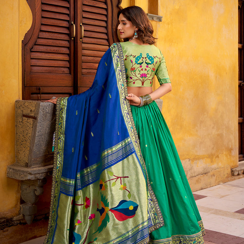 Teal Color Paithani Lehenga