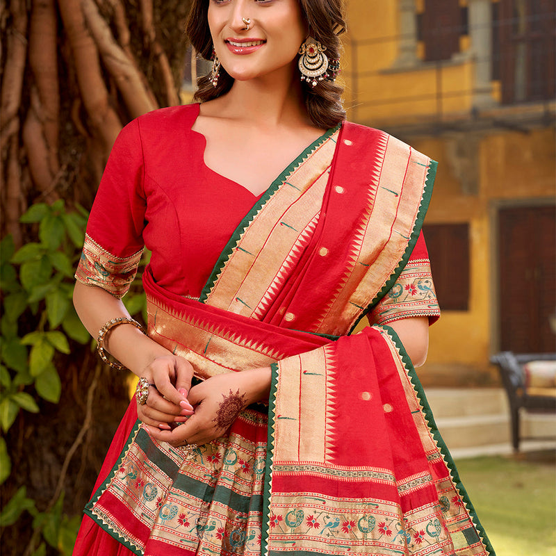 Red color Chanderi Ghaghra Choli
