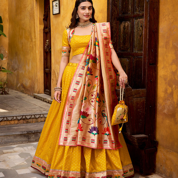 Mango Color Paithani Lehenga