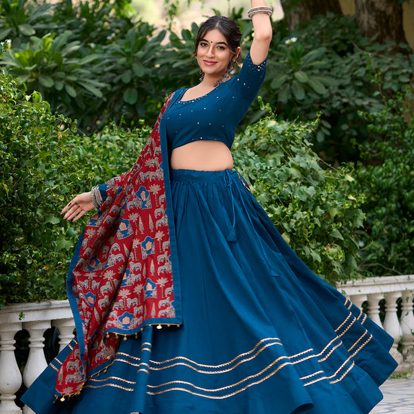 Firozi Color Plain With Gota Patti Cotton Garba Collection By Looknbook Art