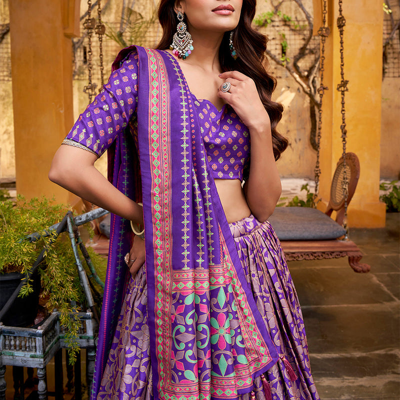 Purple Color Tasar Silk Lehenga