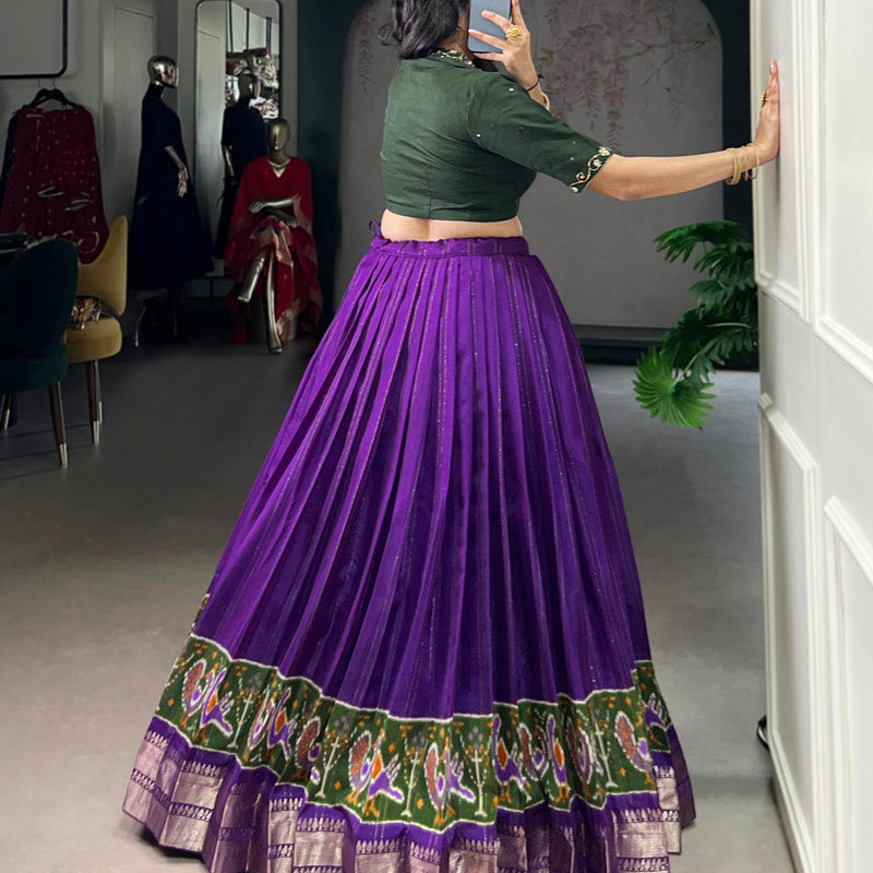 Purple Color Printed With Zari Weaving Work Poly Cotton Co-ord Set