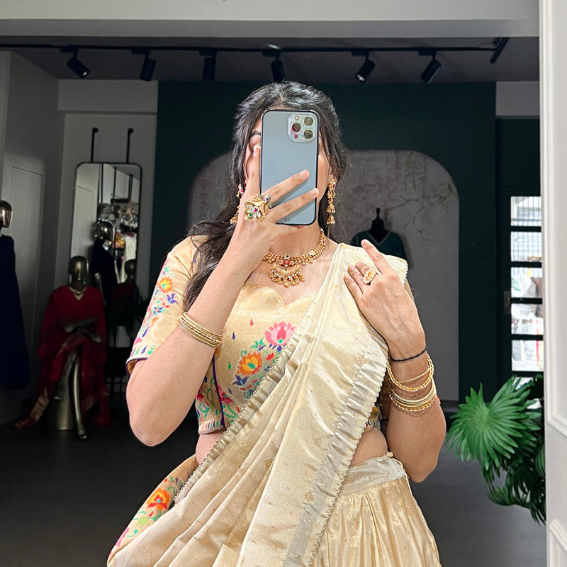 Purple Color Zari Weaving Work Shimmer Lehernga Choli