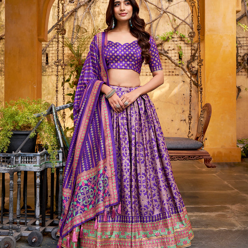 Purple Color Tasar Silk Lehenga
