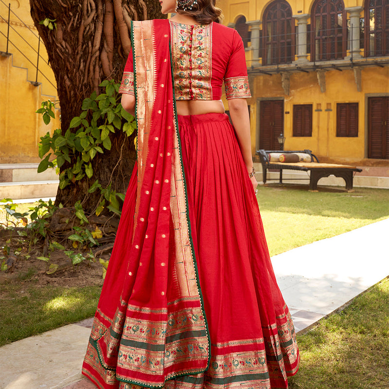 Red color Chanderi Ghaghra Choli