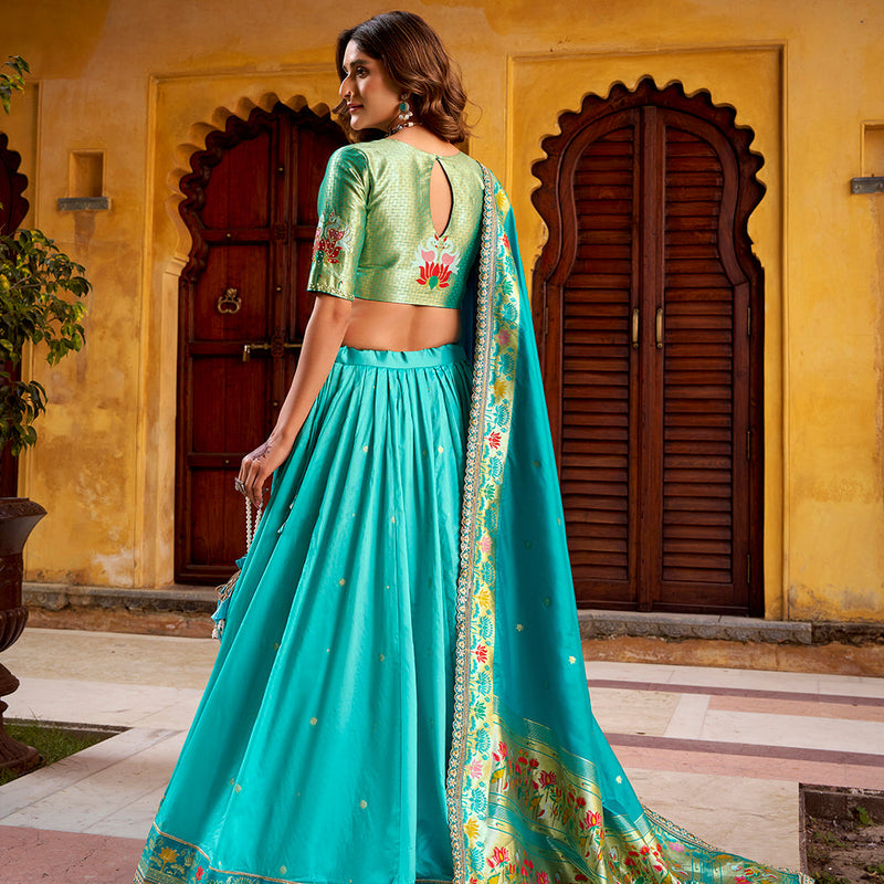 Sky Blue Color Paithani Lehenga