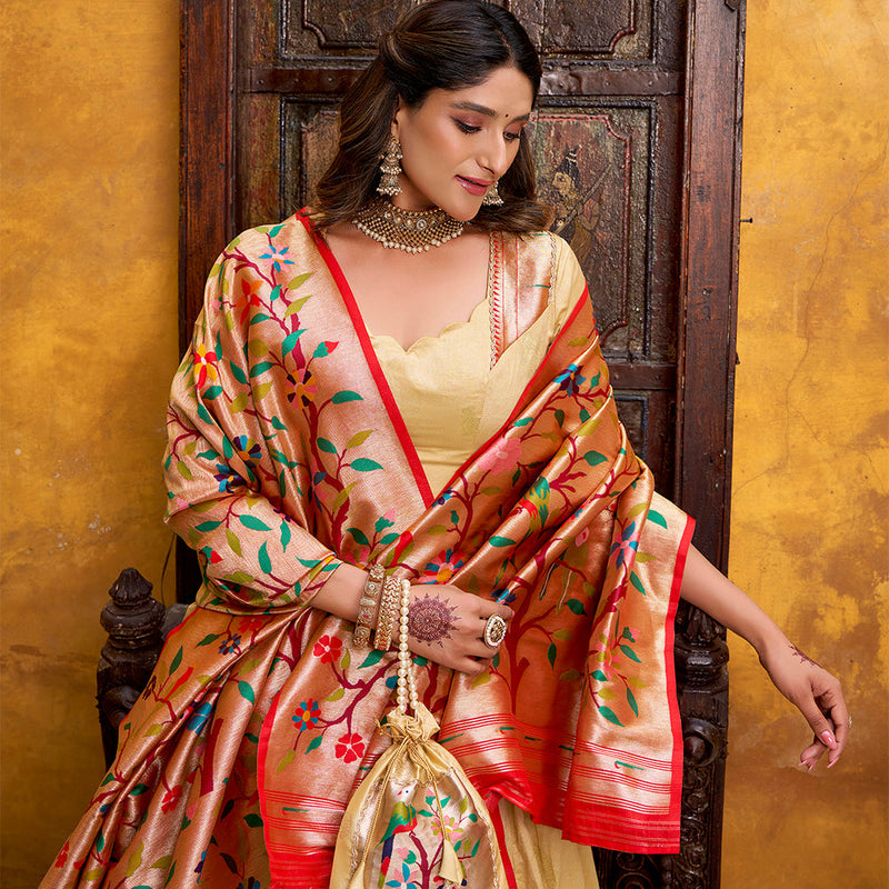 Cream Color Paithani Lehenga