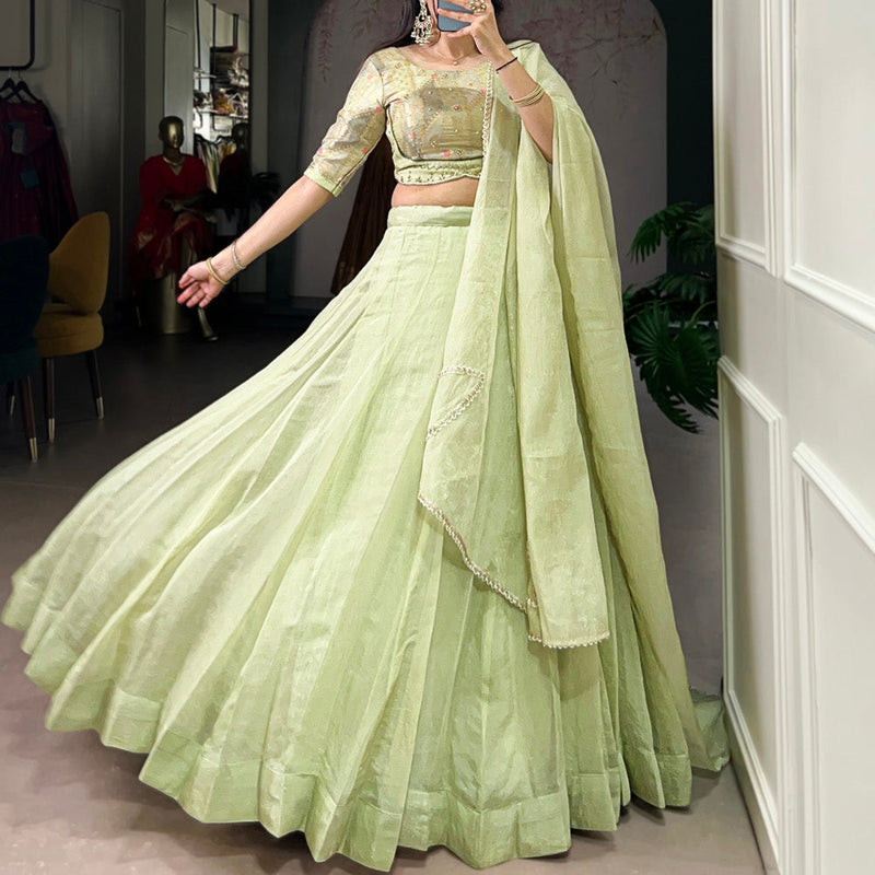 Tea Color Sequince And Beads Work Allen Crush Chaniya Choli
