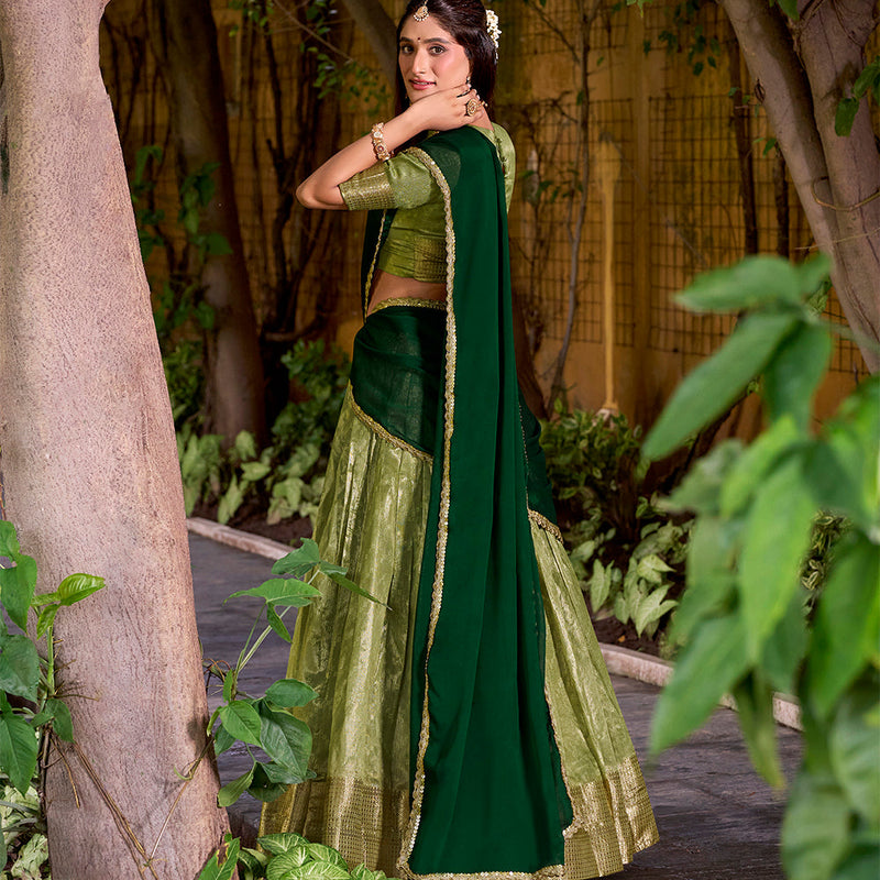 Pista Color Zari Weaving Work Dupion Silk Lehenga Choli