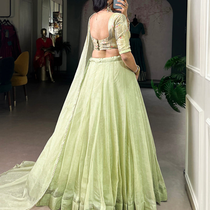 Tea Color Sequince And Beads Work Allen Crush Chaniya Choli