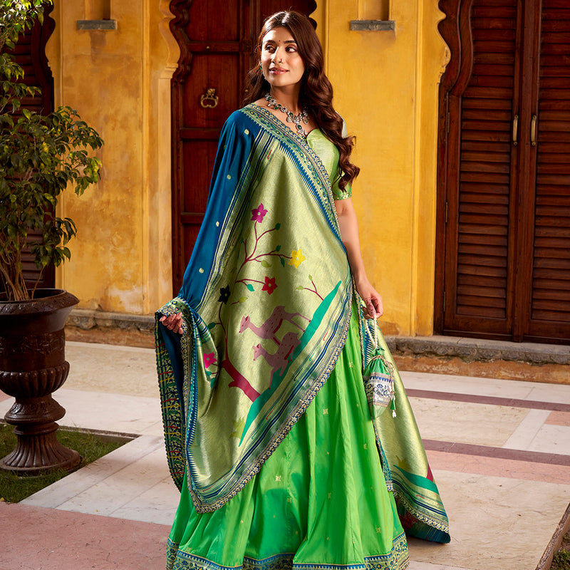 Parrot Color Paithani Lehenga