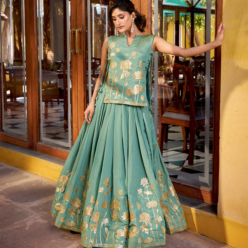 Sky Blue Color Shimmer Co-Ord Set