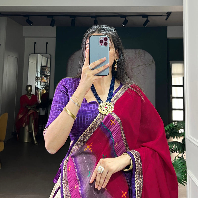 Purple Color Tie And Dye Printed Tasar Silk Lehenga Choli